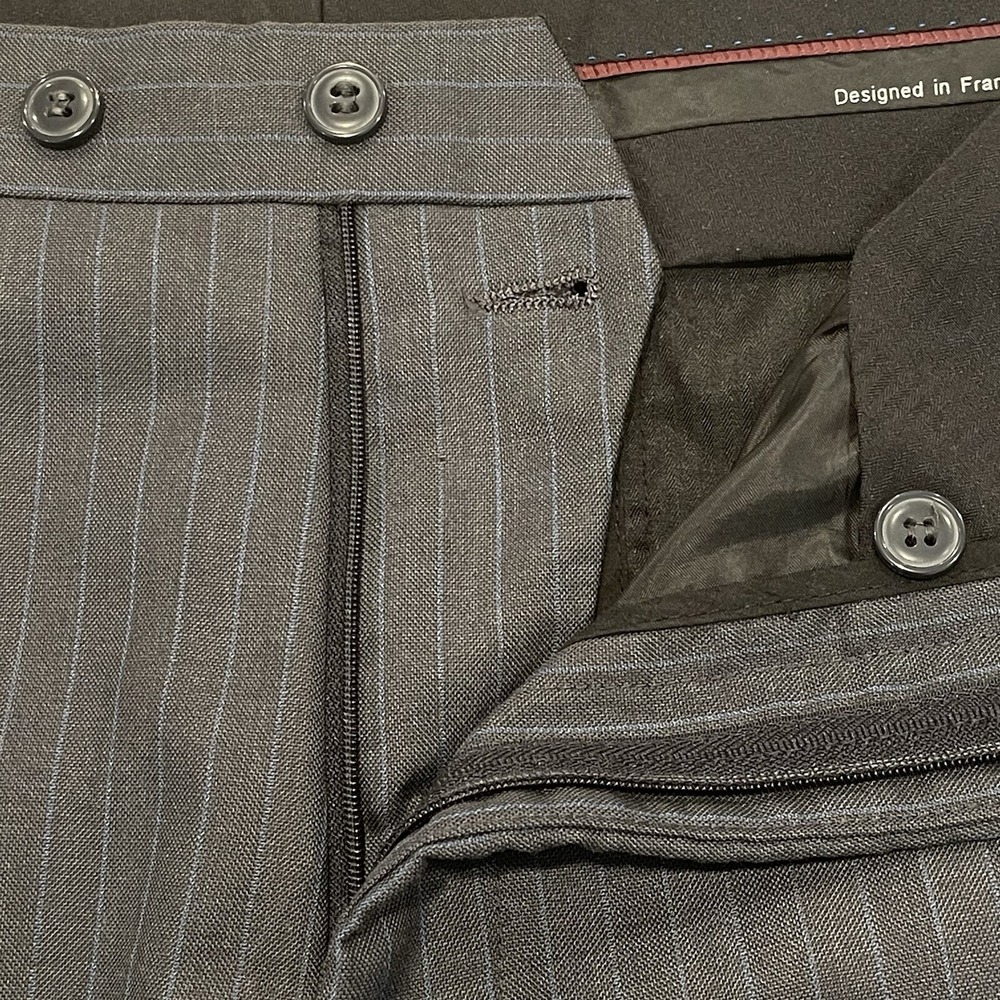 Angelo Rossi Mens Trousers Slacks Pants Suit Gray With Blue Pin Stripe 35 x 30 - Picture 9 of 16